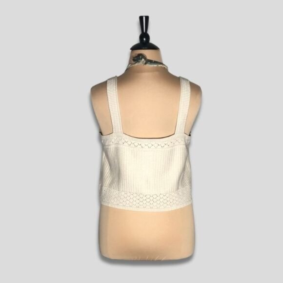 Ryegrass Cream Crochet Knit Crop Tank Top XXL - Picture 2 of 10
